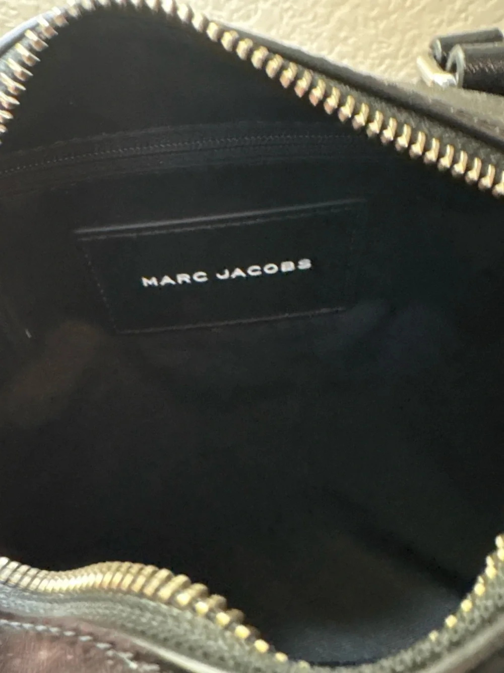 Marc Jacobs Black Leather Barrel Satchel with Logo Strap